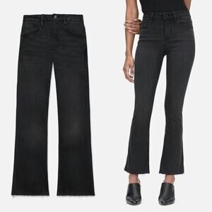 Frame Le Palazzo Crop Jeans Mini Boot Leg Raw Edge Hem Kerry Black Denim Size 32